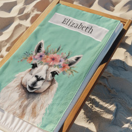 Adorable Llama Wildblume Aquamariner Name Tier Tie Strandtuch