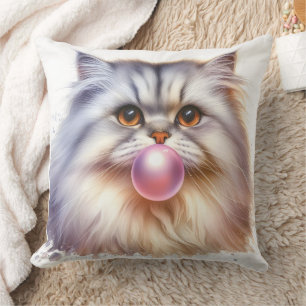 Adorable Long Hair Cat Blasble Gum Kinderzimmer Kissen