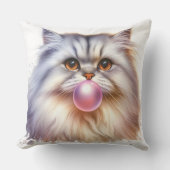 Adorable Long Hair Cat Blasble Gum Kinderzimmer Kissen (Vorderseite)