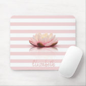Adorable Lotus Blume.Rosa weiße Streifen Mousepad (Mit Mouse)