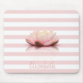 Adorable Lotus Blume.Rosa weiße Streifen Mousepad (Vorne)