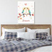 Adorable Love Birds Forever Illustration Leinwanddruck (Insitu (Schlafzimmer))