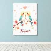 Adorable Love Birds Forever Illustration Leinwanddruck (Insitu (Holzboden))