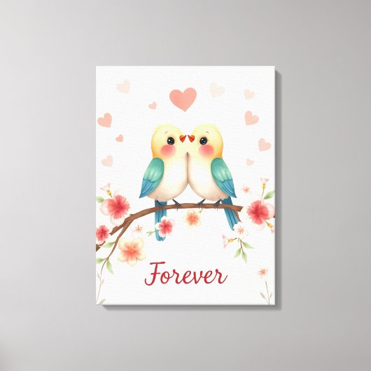 Adorable Love Birds Forever Illustration Leinwanddruck (Vorderseite)