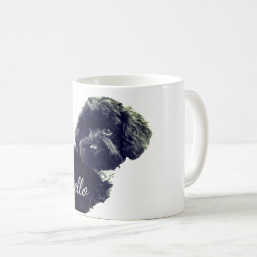 ©Adorable Love Friend/Black Poodle Puppy Hello Kaffeetasse (VorderseiteRechts)