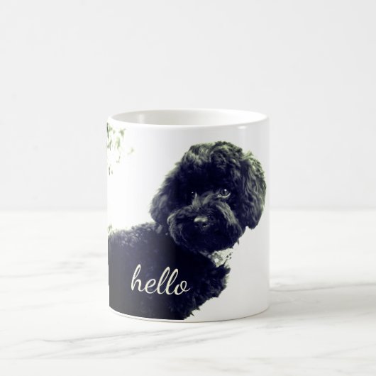 ©Adorable Love Friend/Black Poodle Puppy Hello Kaffeetasse (Mittel)