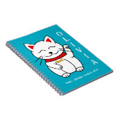 Adorable Lucky Cat Zeichnend Personalisiertes Note Notizblock (Rechte Seite)