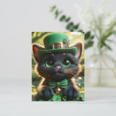 Adorable Lucky Niedlich Black St. Patrick's Day Ki Postkarte (Stehend Vorderseite)