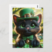 Adorable Lucky Niedlich Black St. Patrick's Day Ki Postkarte (Vorne/Hinten)