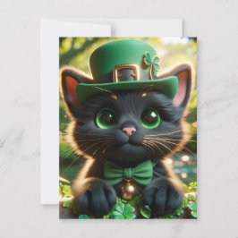 Adorable Lucky Niedlich Black St. Patrick's Day Ki Postkarte