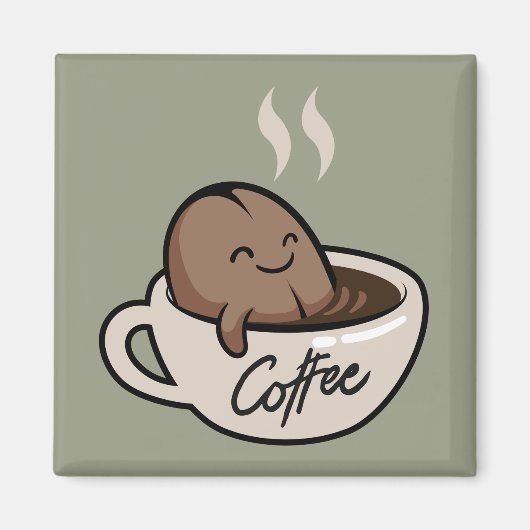 Adorable lustige Kaffee l Funny Cartoon baden Nied Magnet (Vorne)