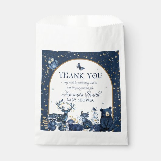 Adorable Magic Woodland Night Animal Baby Dusche Geschenktütchen (Vorderseite)