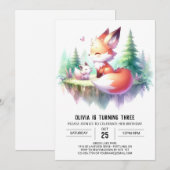 Adorable Magical Fox Geburtstag digital Einladung (Vorne/Hinten)