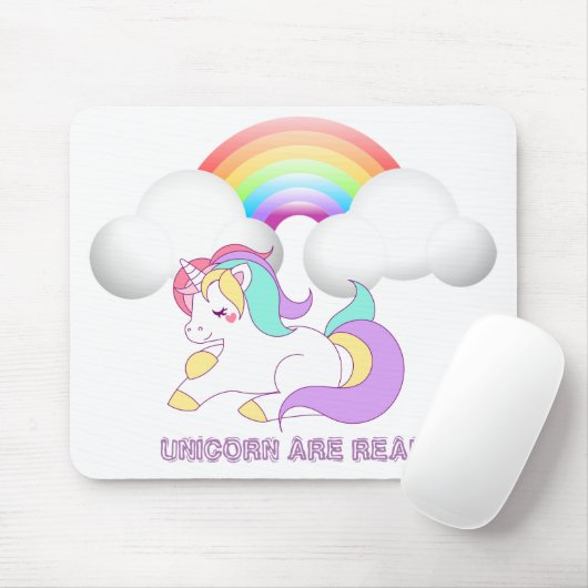 Adorable Magical Unicorn, Regenbogen Mousepad (Mit Mouse)