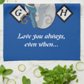 Adorable Magpie Looking Glass Monogram w Foto Geschirrtuch (Gefaltet)