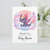 Adorable Mairytale Dragon Baby Dusche Dankeskarte (Stehend Vorderseite)