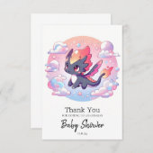 Adorable Mairytale Dragon Baby Dusche Dankeskarte (Vorne/Hinten)