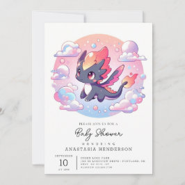 Adorable Mairytale Dragon Baby Dusche Einladung