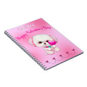 Adorable Maltese Welpe Happy Valentine's Day Notizblock (Rechte Seite)