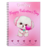 Adorable Maltese Welpe Happy Valentine's Day Notizblock (Vorderseite)