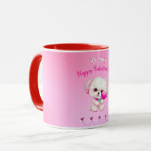Adorable Maltese Welpe Happy Valentine's Day Tasse (Vorderseite Links)
