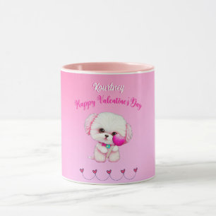 Adorable Maltese Welpe Happy Valentine's Day Tasse