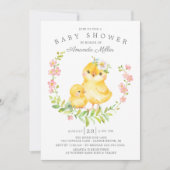 Adorable Mama & Baby Chick Girls Babydusche Einladung (Vorderseite)