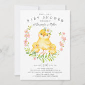 Adorable Mama & Baby Chicks Twins Kinderdusche Einladung (Vorderseite)