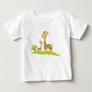 Adorable Mama & Baby Giraffe Grün & Gelb Baby T-shirt