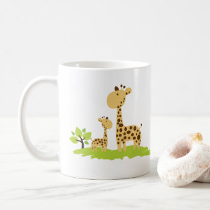 Adorable Mama & Baby Giraffe Grün & Gelb Kaffeetasse
