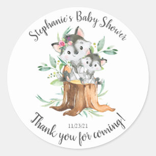Adorable Mama & Baby Wolf Baby Shower Gefallen Runder Aufkleber