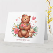 Adorable Mama Bär mit Krüge Karte (Gelbe Blume)