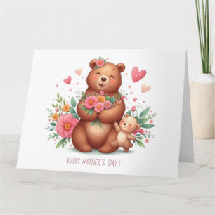 Adorable Mama Bär mit Krüge Karte