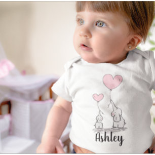 Adorable Mama und Baby Pink Elephant Strampler