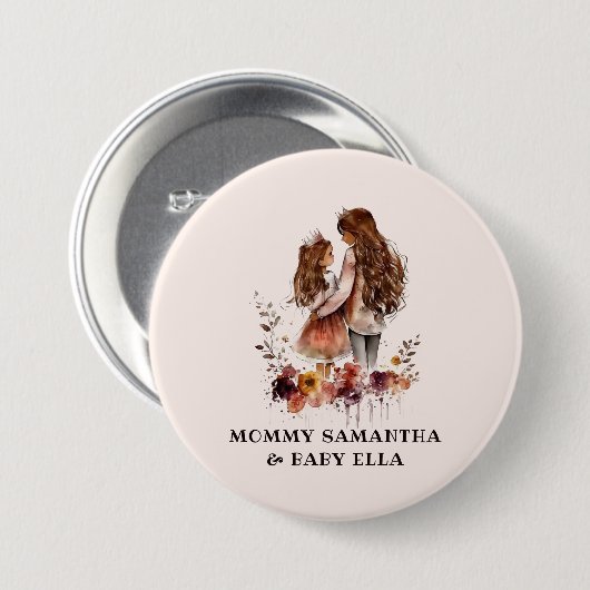 Adorable Mama und Tochterbank (10) Button (Vorne & Hinten)