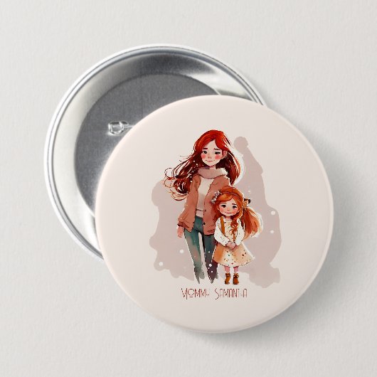 Adorable Mama und Tochterbank (12) Button (Vorne & Hinten)