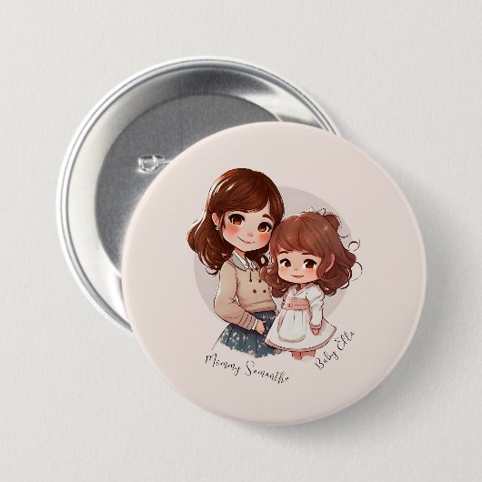 Adorable Mama und Tochterbank (4) Button (Vorne & Hinten)
