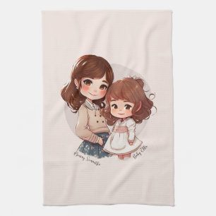 Adorable Mama und Tochterbank (4) Geschirrtuch