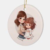 Adorable Mama und Tochterbank (4) Keramik Ornament (Links)