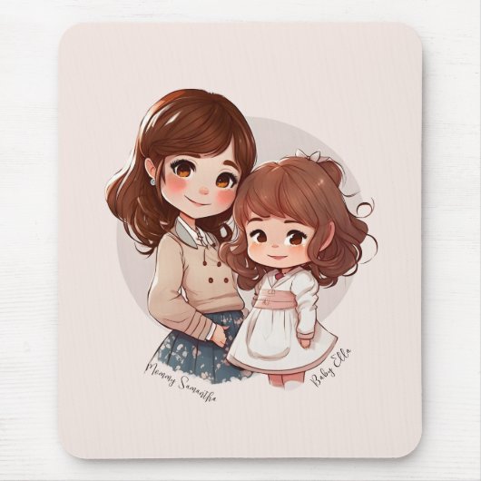 Adorable Mama und Tochterbank (4) Mousepad (Vorne)