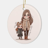 Adorable Mama und Tochterbank (5) Keramik Ornament (Links)