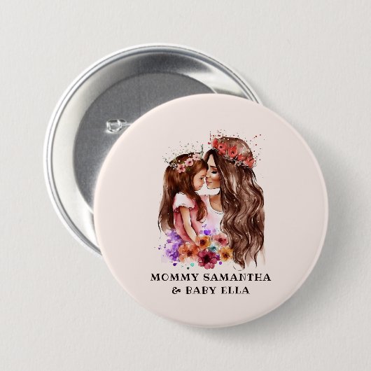 Adorable Mama und Tochterbank (6) Button (Vorne & Hinten)