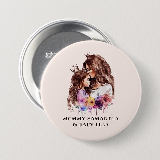 Adorable Mama und Tochterbank (8) Button (Vorne & Hinten)
