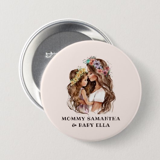 Adorable Mama und Tochterbank (9) Button (Vorne & Hinten)