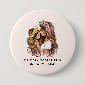 Adorable Mama und Tochterbank (9) Button (Vorderseite)