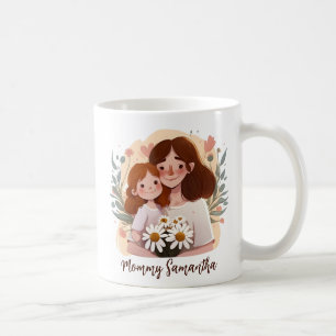 Adorable Mama und Tochterbank - Blumenrahmen (2) Kaffeetasse