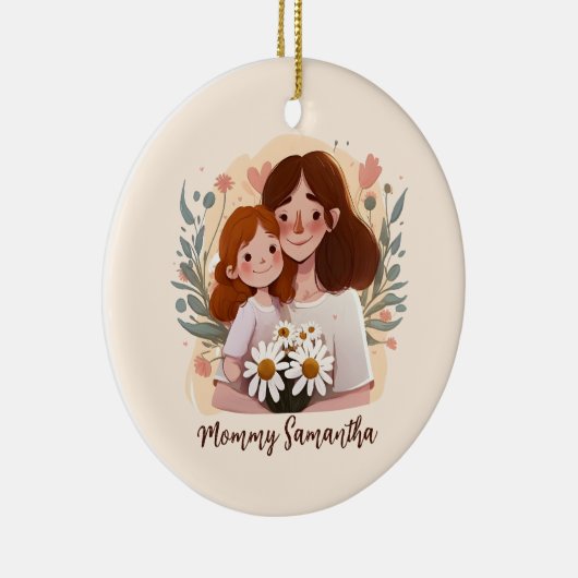 Adorable Mama und Tochterbank - Blumenrahmen (2) Keramik Ornament (Rechts)