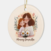 Adorable Mama und Tochterbank - Blumenrahmen (2) Keramik Ornament (Links)