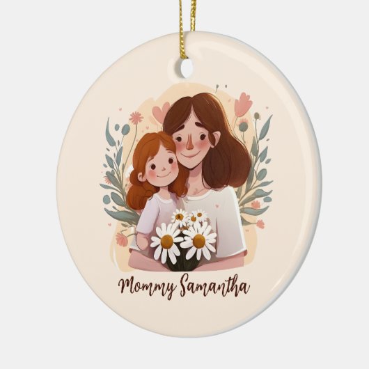 Adorable Mama und Tochterbank - Blumenrahmen (2) Keramik Ornament (Links)