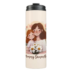 Adorable Mama und Tochterbank - Blumenrahmen (2) Thermosbecher